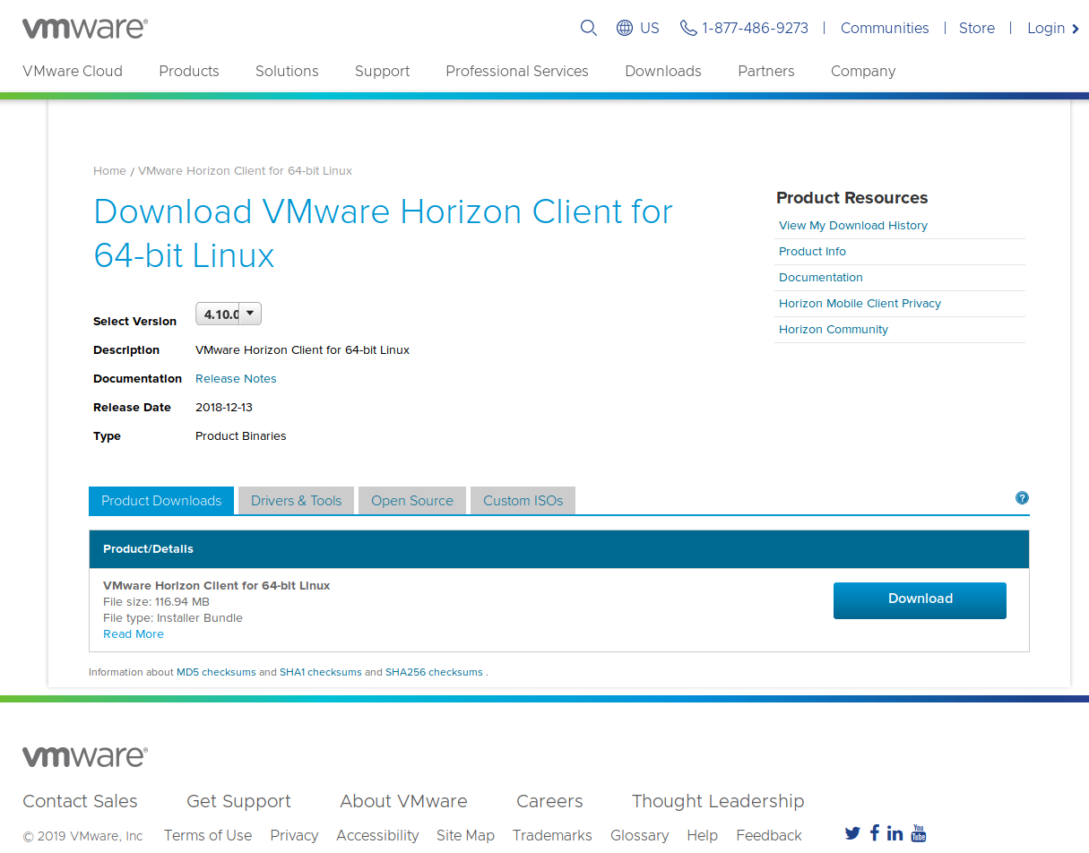 VMware Horizon Client for 64-bit Linux