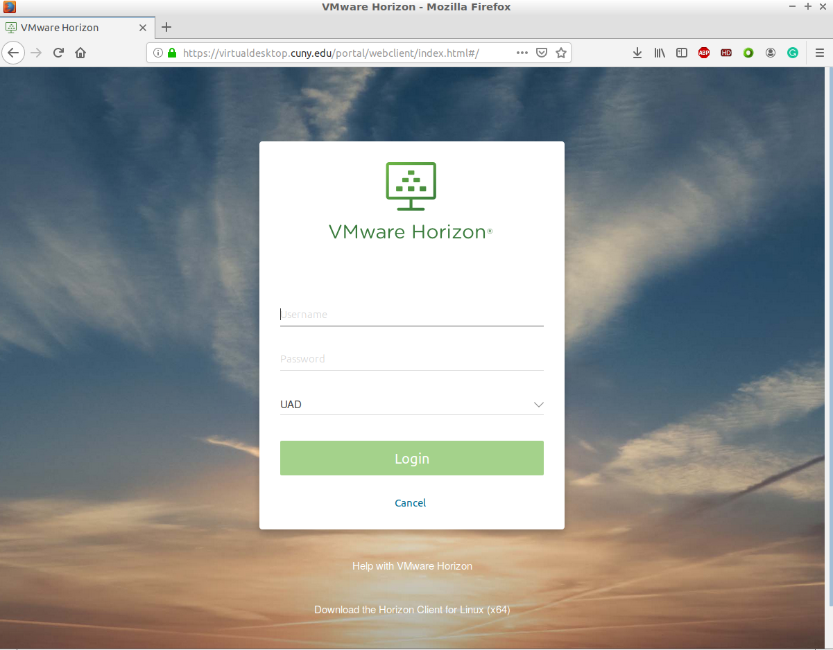 VMware Horizon Client Web Browser